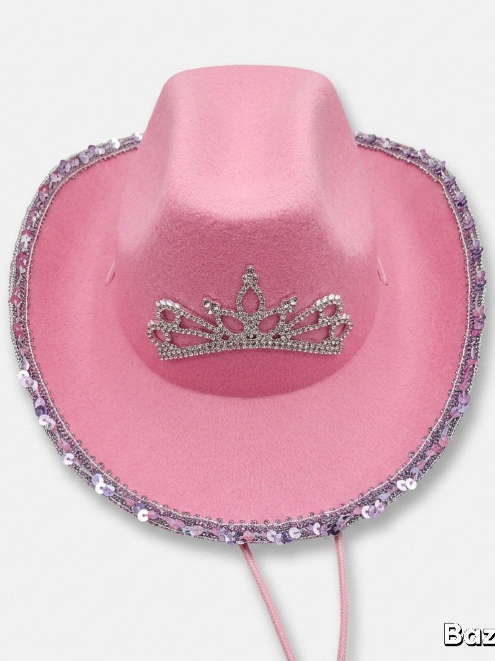 Kids Pink Sequin Cowgirl Hat with Rhinestone Tiara